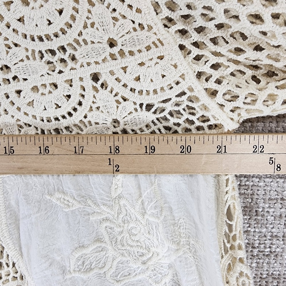 Angel Heart Boutique Open Crochet Tunic Top Womens Plus *1X Cream Babydoll Boho - Picture 5 of 12